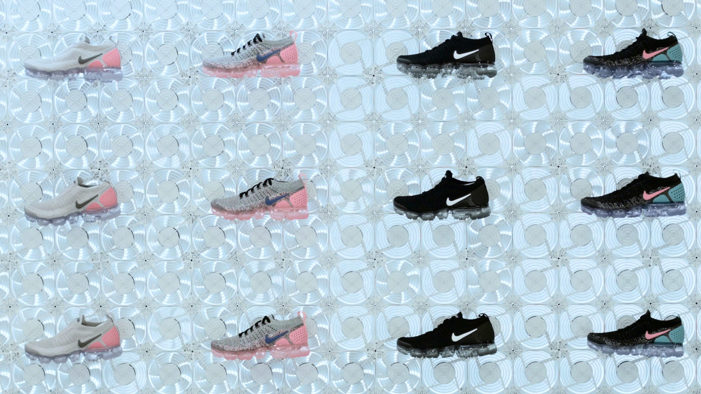 Computer fans as shoe display